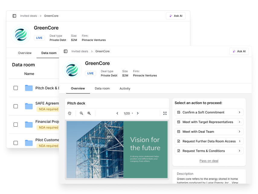 Investor Portal interface